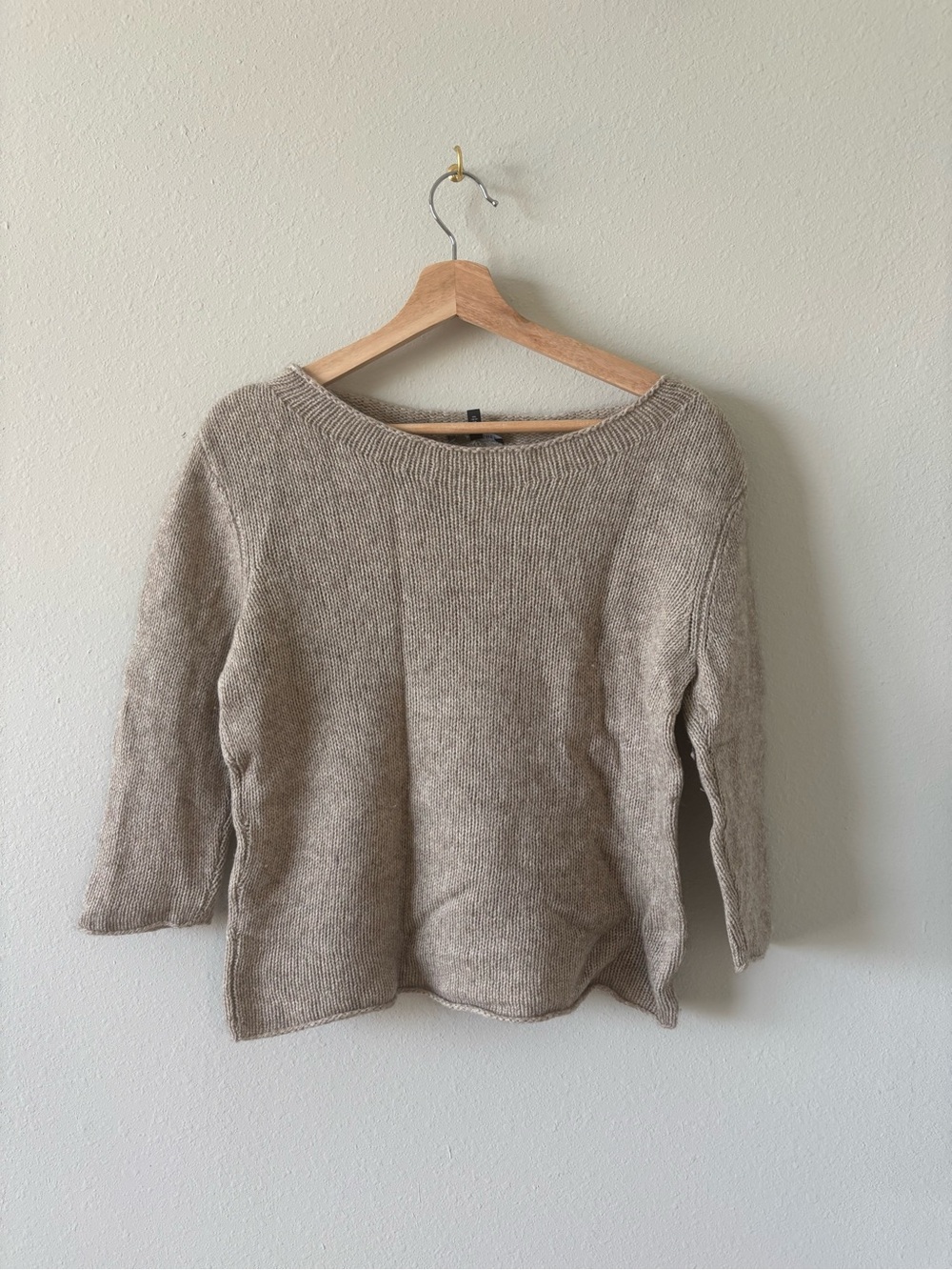Eileen Fisher Relaxed Knit Boatneck Sweater in Taupe